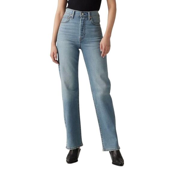 Levi's Medium Wash Wedgie Straight Distressed Denim Jeans 31x28 - Picture 2 of 16